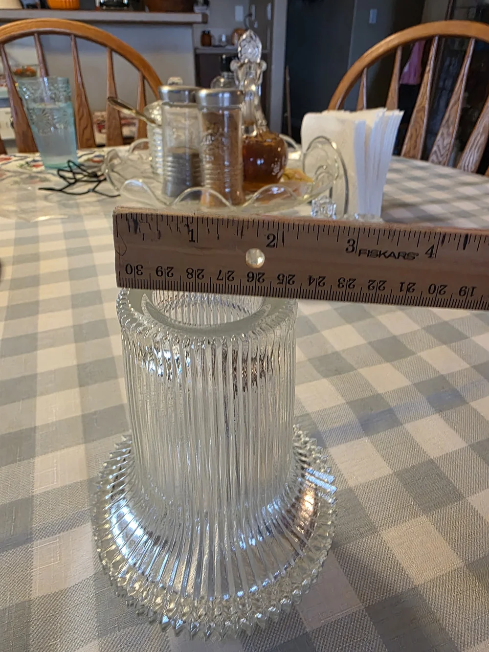 Clear Ribbed Glass Candle Holder — Textured Tabletop Accent